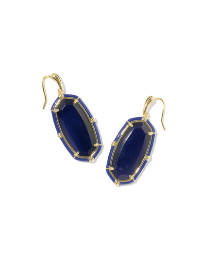 Elle Gold Enamel Drop Earring in Navy Mother-of-Pearl