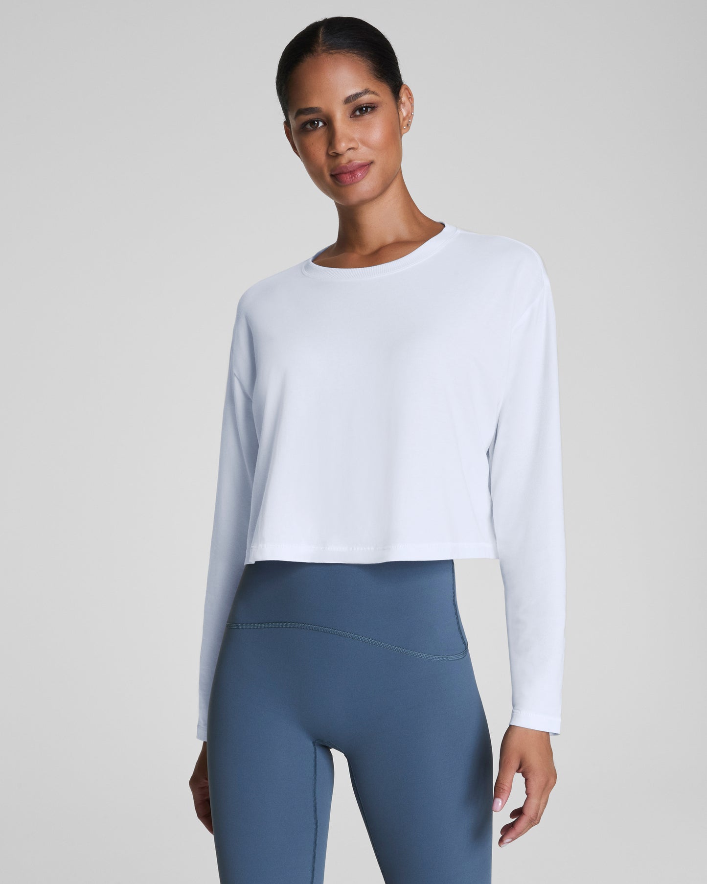 Supernaturals Cropped Long Sleeves Vivid White Top