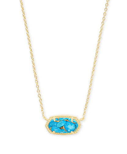 Elisa Gold Pendant Necklace in Bronze Veined Turquoise