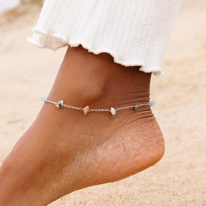 Rainbow Chip Silver Chain Anklet