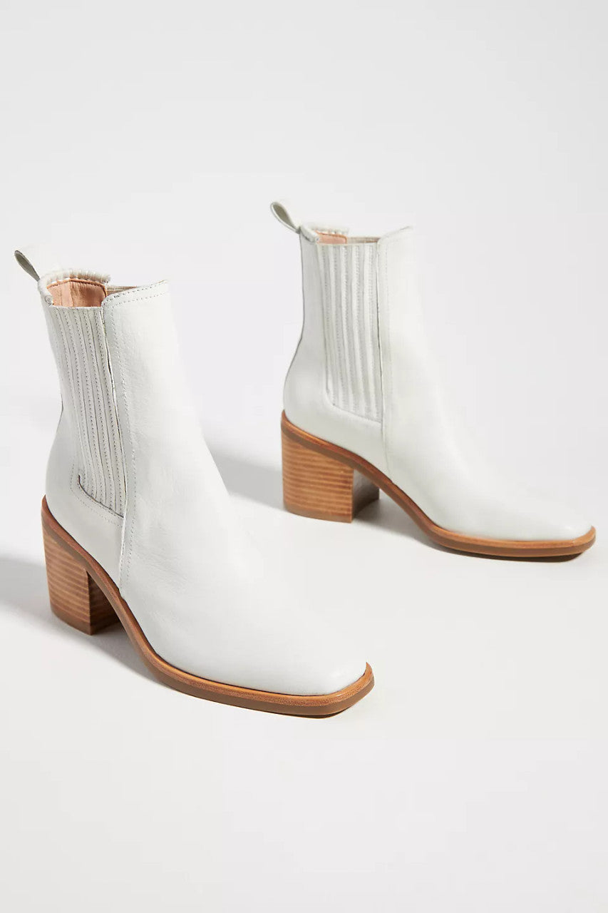 Naydo Heeled White Ankle Boots