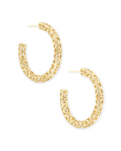 Maggie 1.5" Hoop Earrings In Gold Filigree