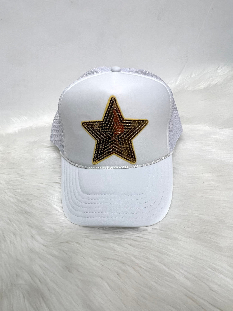 Gold Star White Cap