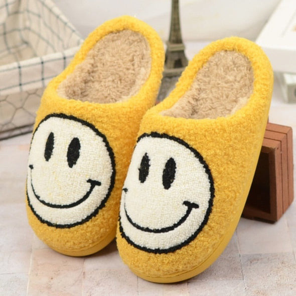 Smiley Face Yellow Slippers