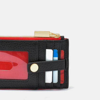 210 West Black And Brushed Gold Red Zip Wallet