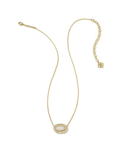 Baguette Elisa Gold Pendant Necklace in Iridescent Drusy