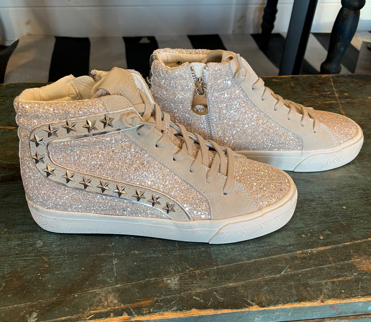 Glitter high outlet top sneakers