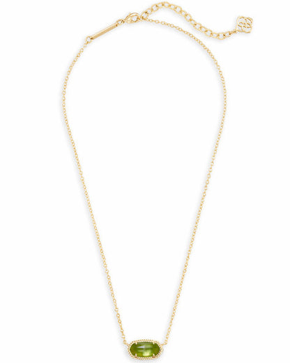 Elisa Gold Pendant Necklace in Peridot Illusion