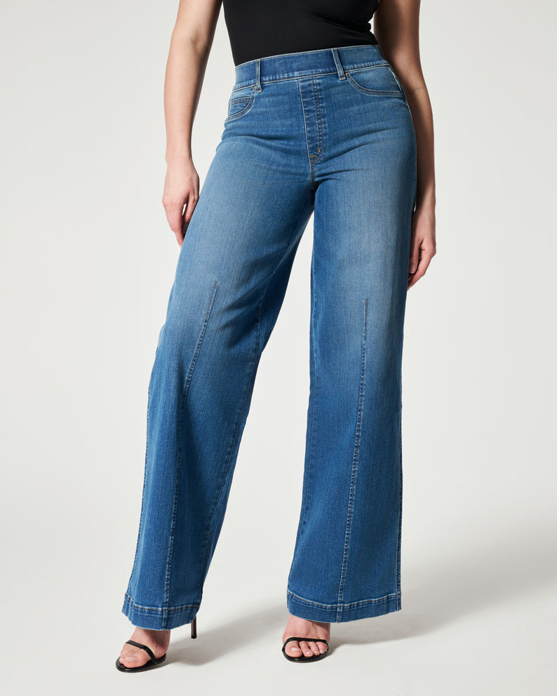 Seamed Front Wide Leg Jeans in Vintage Indigo