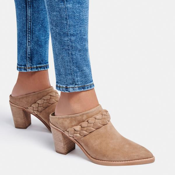 Dolce vita serla mules in truffle suede Outlet