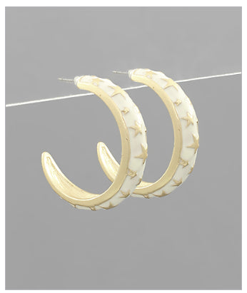 Star Pattern Enamel Hoops