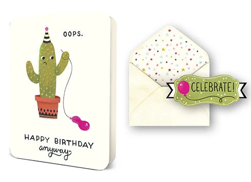 Oops Cactus Deluxe Greeting Card