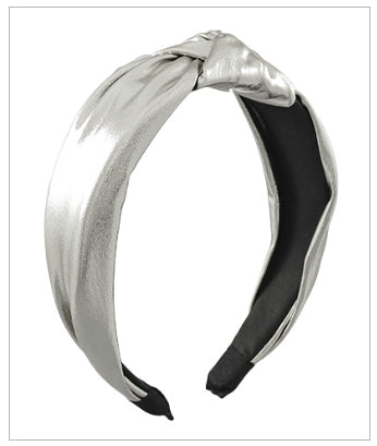 Knotted Leather Silver Headband