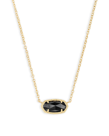 Elisa Gold Pendant Necklace in Black