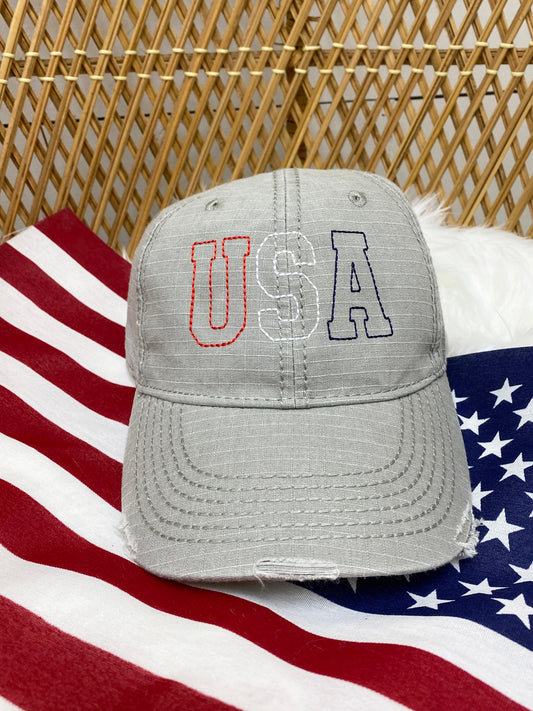 USA Outline Grey Cap