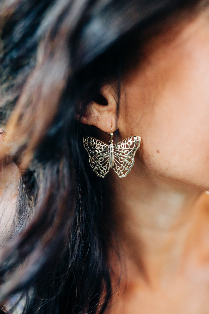 Hadley Butterfly Drop Earrings In Gold