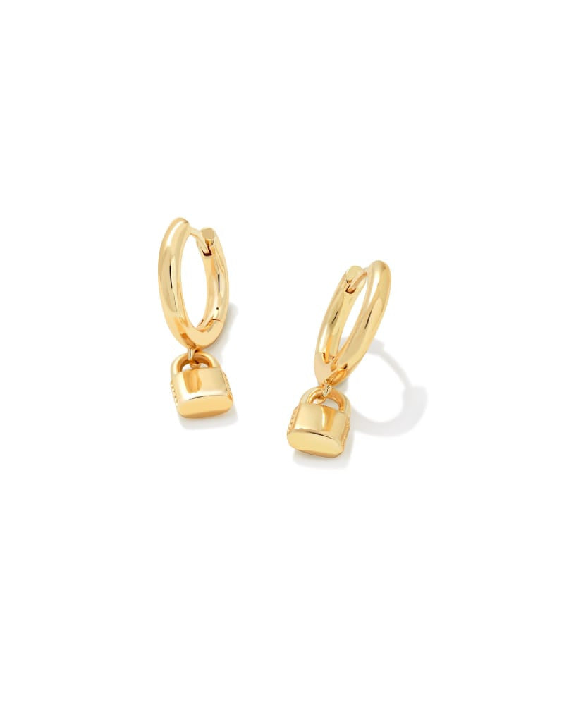 Jess Lock Huggie Earrings in Gold