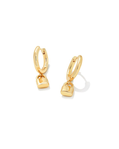 Jess Lock Huggie Earrings in Gold
