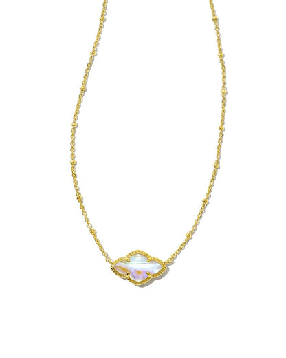 Abbie Gold Pendant Necklace in Iridescent Abalone