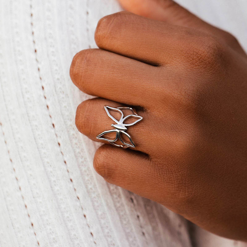 Butterfly Kiss Silver Ring