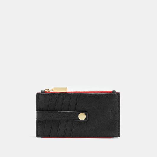 210 West Black And Brushed Gold Red Zip Wallet