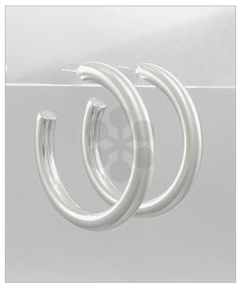 Best Day Satin Silver Hoops