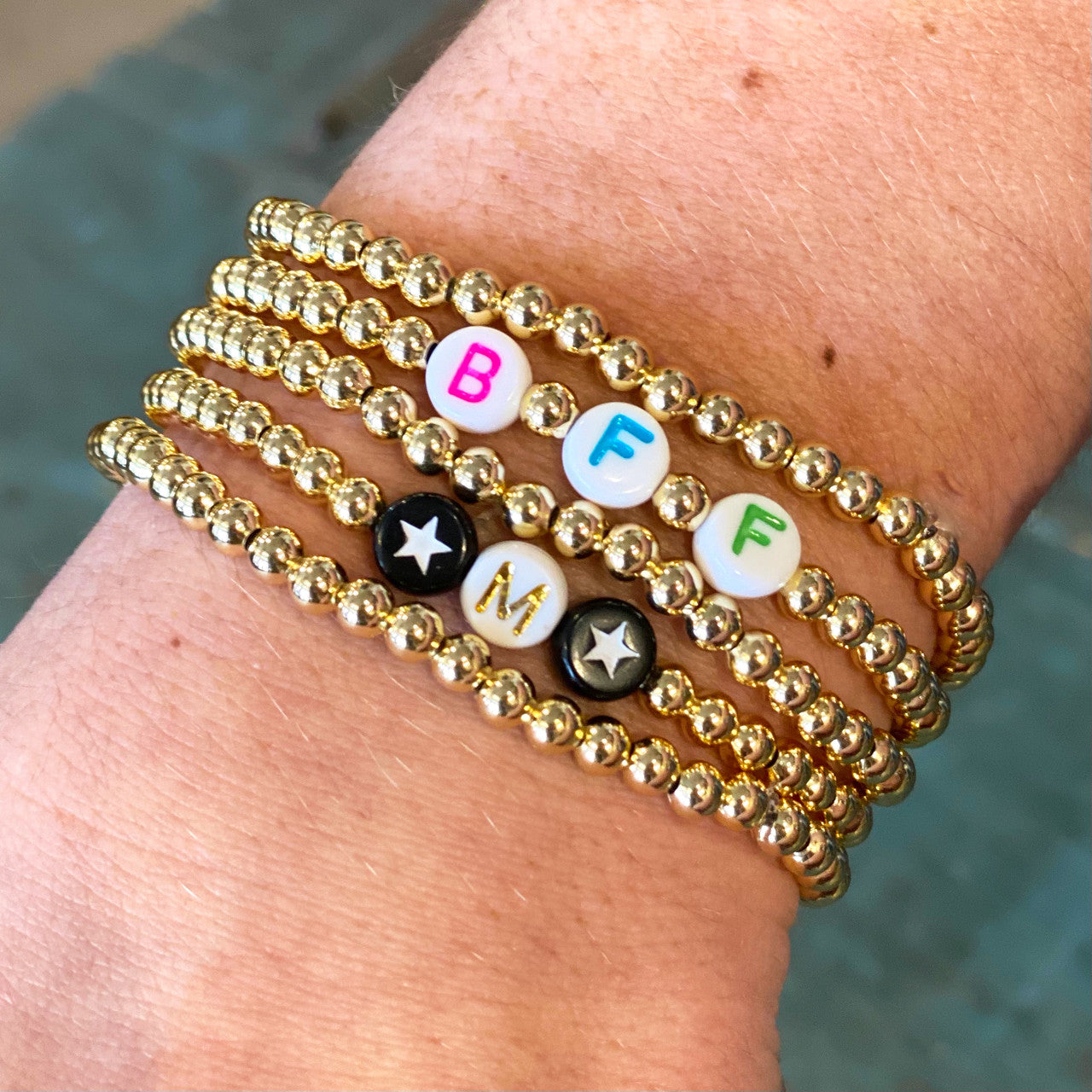 nugget -bead--bracelet-earrings-Pink-green-55