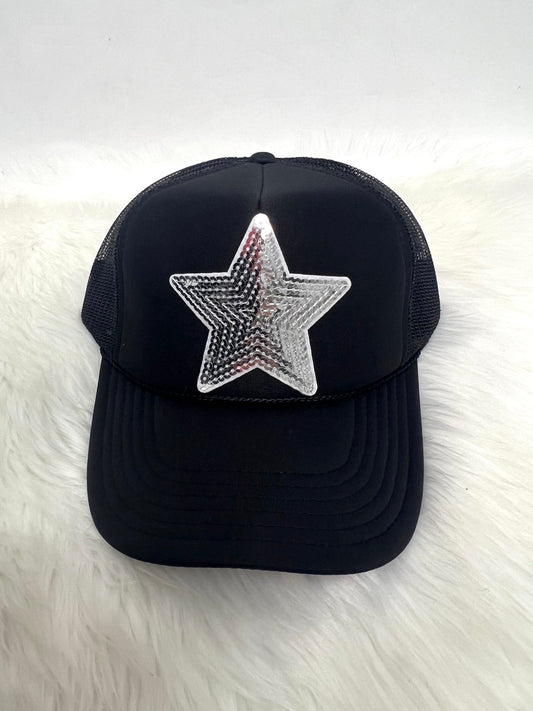 Silver Star Black Cap