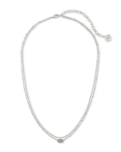 Emilie Silver Multi Strand Necklace In Platinum Drusy