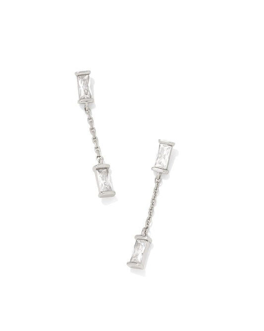 Juliette Silver Drop Earrings in White Crystal