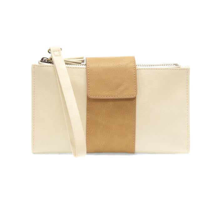 Camryn Colorblock White and Tan Wallet