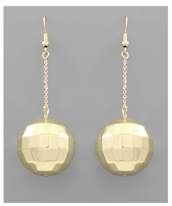 Disco Ball Drop Gold Earrings
