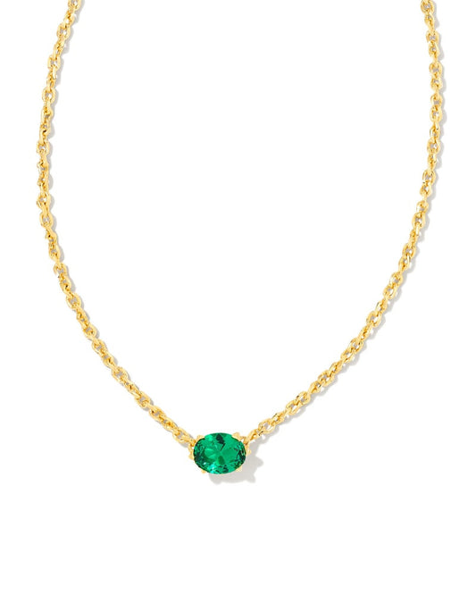 Cailin Gold Pendant Necklace in Green Crystal