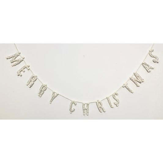 Merry Christmas Cream Garland