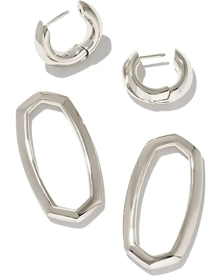 Danielle Link Earrings Silver White Crystal
