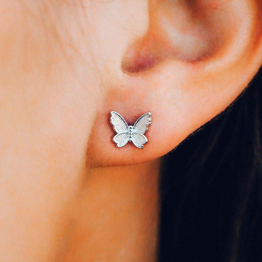 Butterfly in Flight Silver Earrings