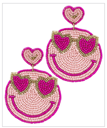 Beaded Heart Eye Earrings