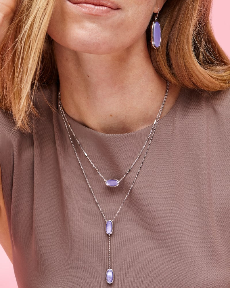 Framed Elisa Silver Short Pendant Necklace in Lavender Opalite Illusion