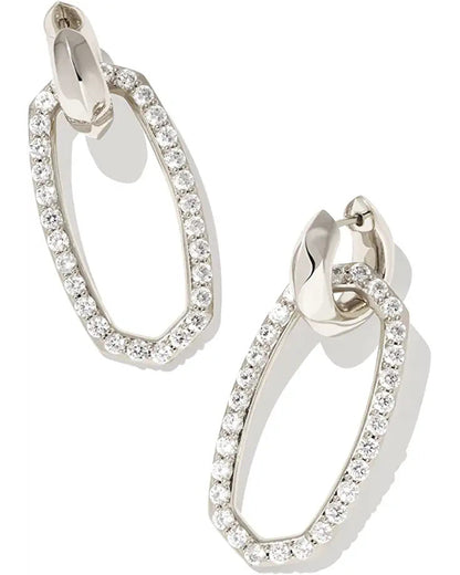 Danielle Link Earrings Silver White Crystal