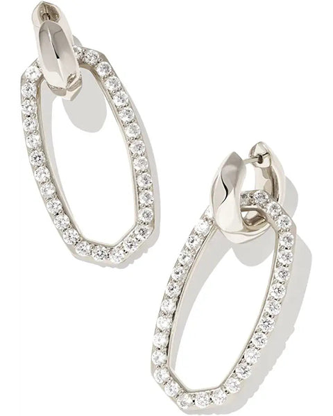 Danielle Link Earrings Silver White Crystal – Ribbon Chix