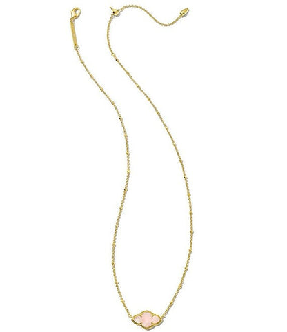 Abbie Gold Pendant Necklace in Rose Quartz