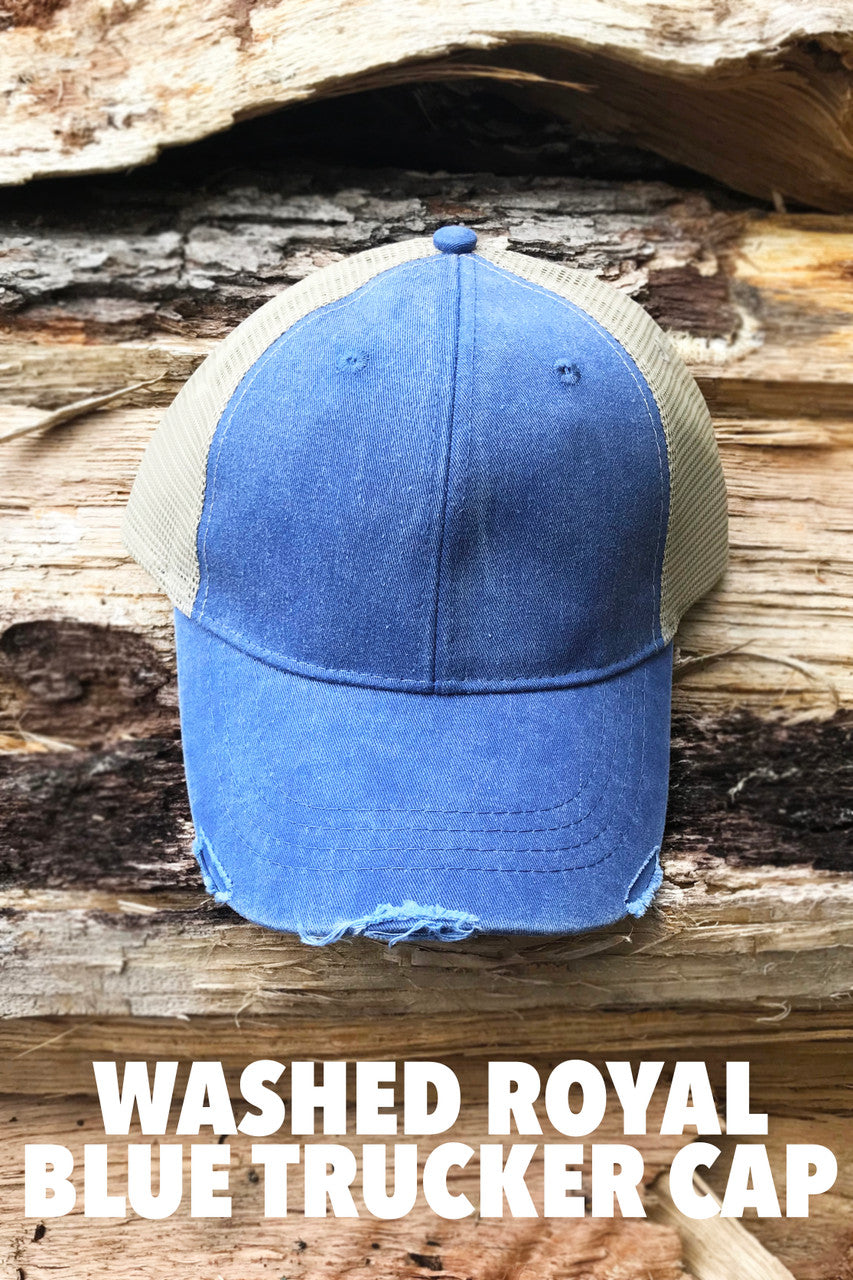 Washed Royal Blue Trucker Cap
