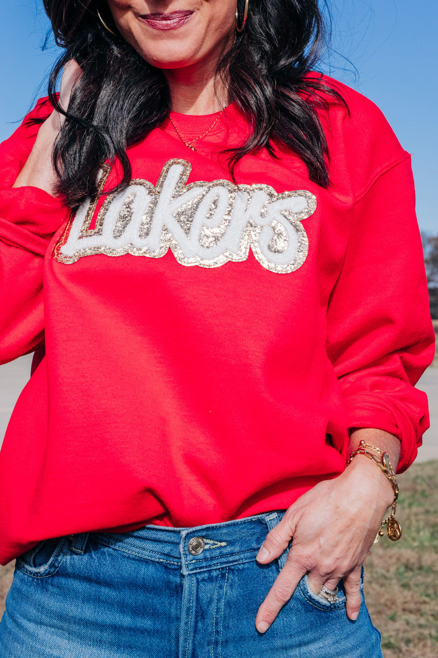 Lakers Chenille Red Crewneck