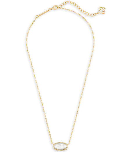 Elisa Gold Pendant Necklace in Ivory Mother of Pearl
