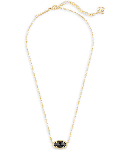 Elisa Gold Pendant Necklace in Black