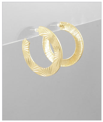 Sunburst Patters Gold Hoops