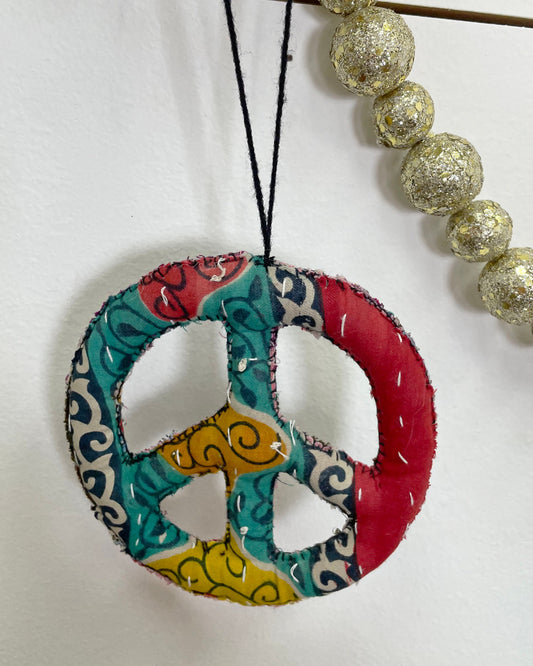 Kantha Peace Sign Ornament