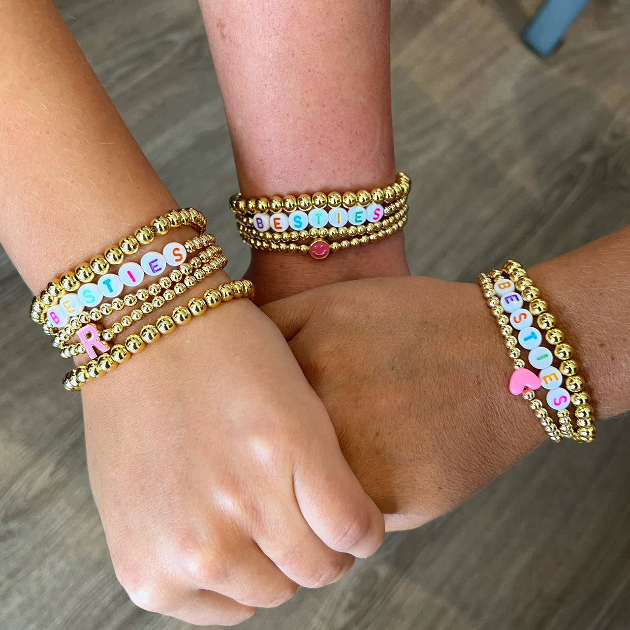 Best Friends Pink/Blue/Green Beaded Customized Bracelet