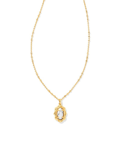 Piper Gold Pendant Necklace in White Howlite