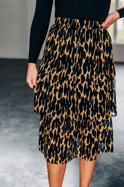 Stassie Leopard Black Midi Skirt